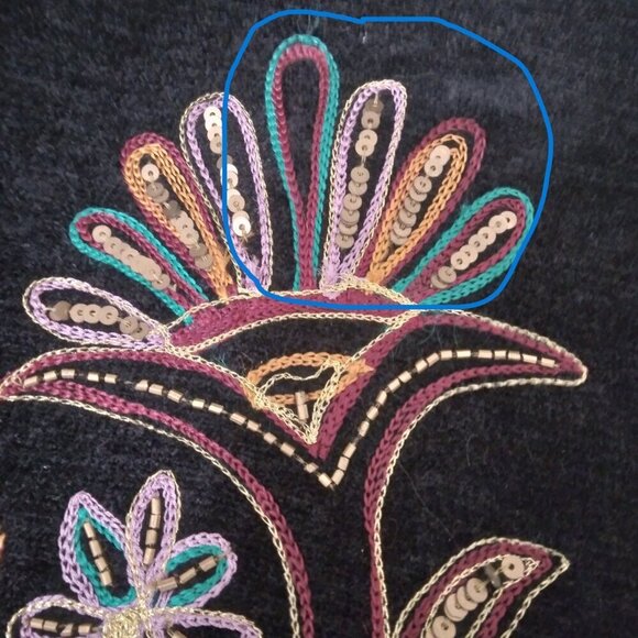 Indigo Moon | Vintage Multi Color Embroidered Tapestry Patchwork Jacket | Size L - Picture 12 of 14